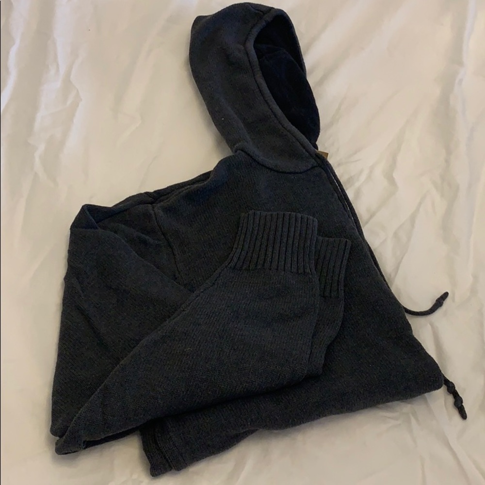 Charcoal Hooded 1/4 zip sweater